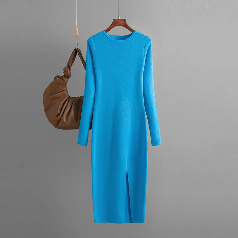 (Buy 1 Get 1) Women Basic Autumn And Winter Casual Solid Color Long Sleeve Knitted Dress