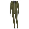 Women Pure Color Zipper Hooded Sports Fitness Jumpsuits