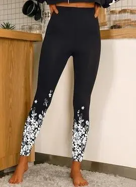 Women Fashion Casual Star Print High Waist Sports Slim Yoga Pants