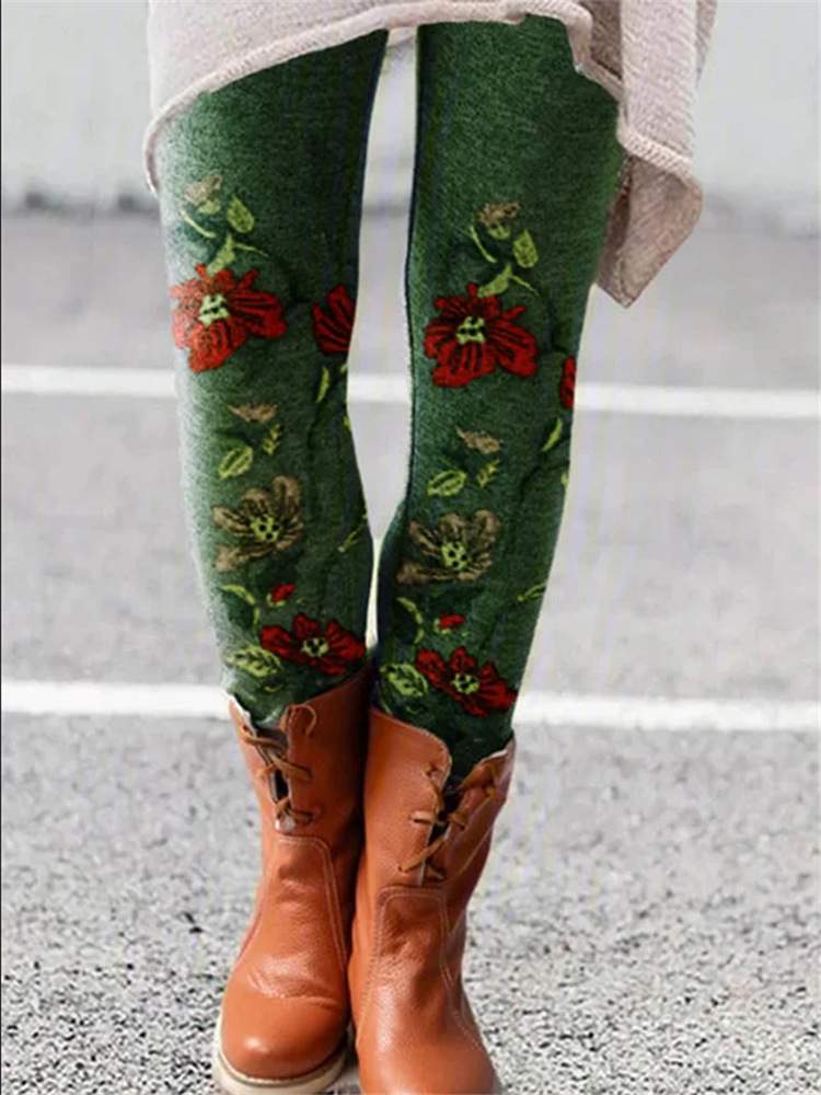 Women Printed High Waist Casual Slim Leggings Pants