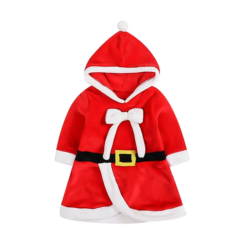 Kids Baby Girls Autumn Winter Fashion Casual Christmas Cotton Santa Claus Woollining Round Neck Dress