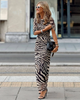 Women Ramadan /Eid Fashion Zebra Printed Long Sleeve Maxi Dress