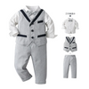 Kids Big Boys Spring Autumn Fashion Casual British Style Bow Waistcoat Lapel Shirt Trousers Boys Party Clothing Set