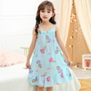 Children Kids Baby Fashion Girls Casual Basic Sleeveless Multicolor Print Suspender Nightdress