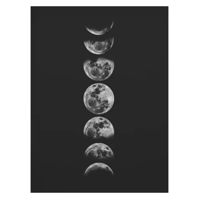 (Buy 1 Get 1) Minimalist Black White Full Moon Pattern Living Room Decoration Painting Core