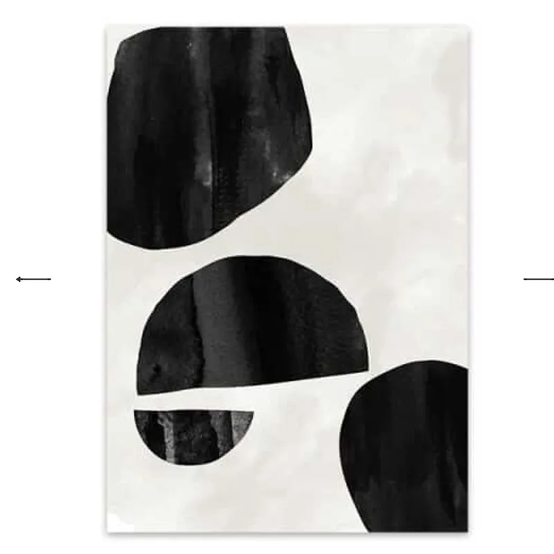 (Buy 1 Get 1) Nordic Simple Abstract Geometric Black White Line Decoration Living Room Hanging Painting Core