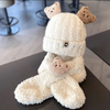 (Buy 1 Get 1) Kids Unisex Autumn Winter Fashion Casual Cute Solid Color Cartoon Bear Hat Scarf Two Set