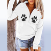 Women Casual Animal Footprint Pattern Loose Long Sleeve Hoodie