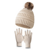 (Buy 1 Get 2) Kids Casual Cute Fur Ball Color Matching Knitwear Gloves Hat Sets