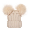 Kids Warm Solid Color Double Pompon Knitting Cap