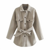 Women Casual Lapel Long-Sleeve Coat With Sash