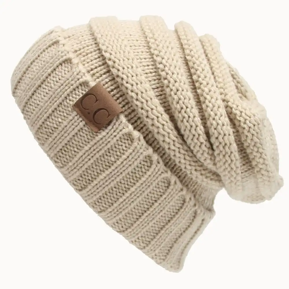 (Buy 1 Get 1) Fashion Letter Label Solid Color Knitted Hat