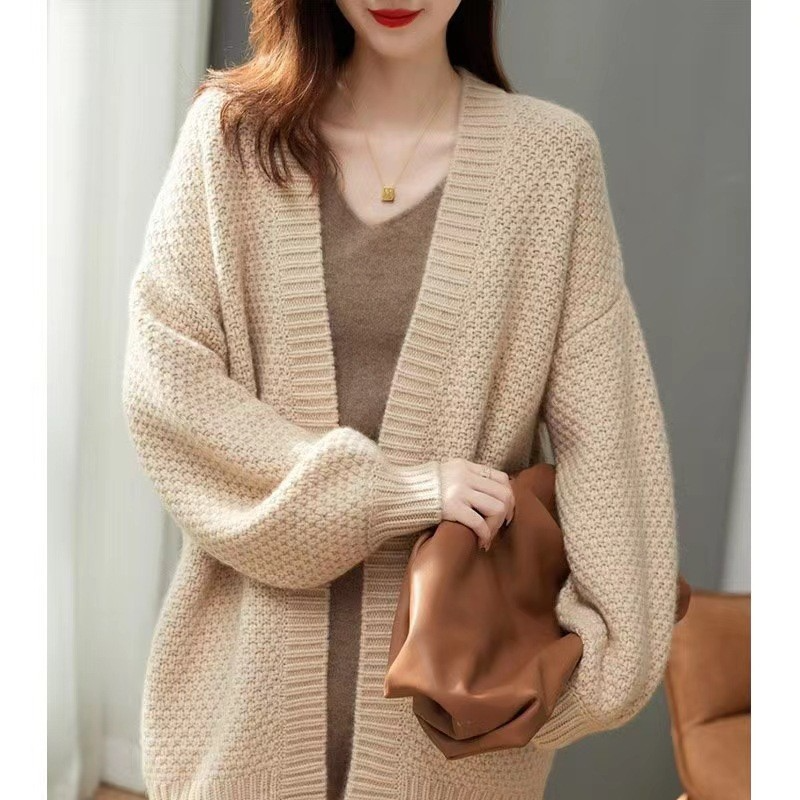 Women Fashion Loose Knitted Sweater Coat