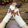 (Buy 1 Get 1) Autumn And Winter Women Fashion Orange Butterfly Warm Knitted Half Finger Gloves