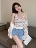 2 Pieces Women Summer Fashion Crochet Cropped Hollow Suspenders Top