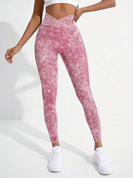 (Buy 1 Get 1) Fashion Women Tie Dye Print Cross-Waisted Tight Sports Pants Yoga Leggings