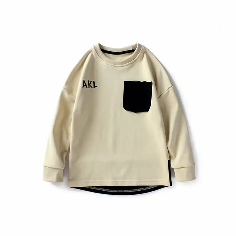 (Buy 1 Get 2) Boys Round Neck Long-Sleeves Letter Printed Patchwork Sweatshirt