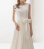 Women Sleeveless Simple Round Neck Satin Simple Elegant Wedding Dress