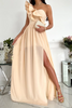 Women Elegant Solid Color One Shoulder Sleeveless Ruffle Side-Slit Dress