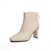 Women Fashion Solid Color Chunky Heel PU Boots