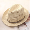 Men  Solid Color Hollow Out Straw Fedora Hat