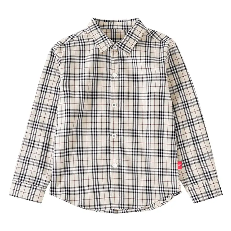 Toddler Boys Casual Long Sleeve Lapel Plaid Single Breasted Shirt