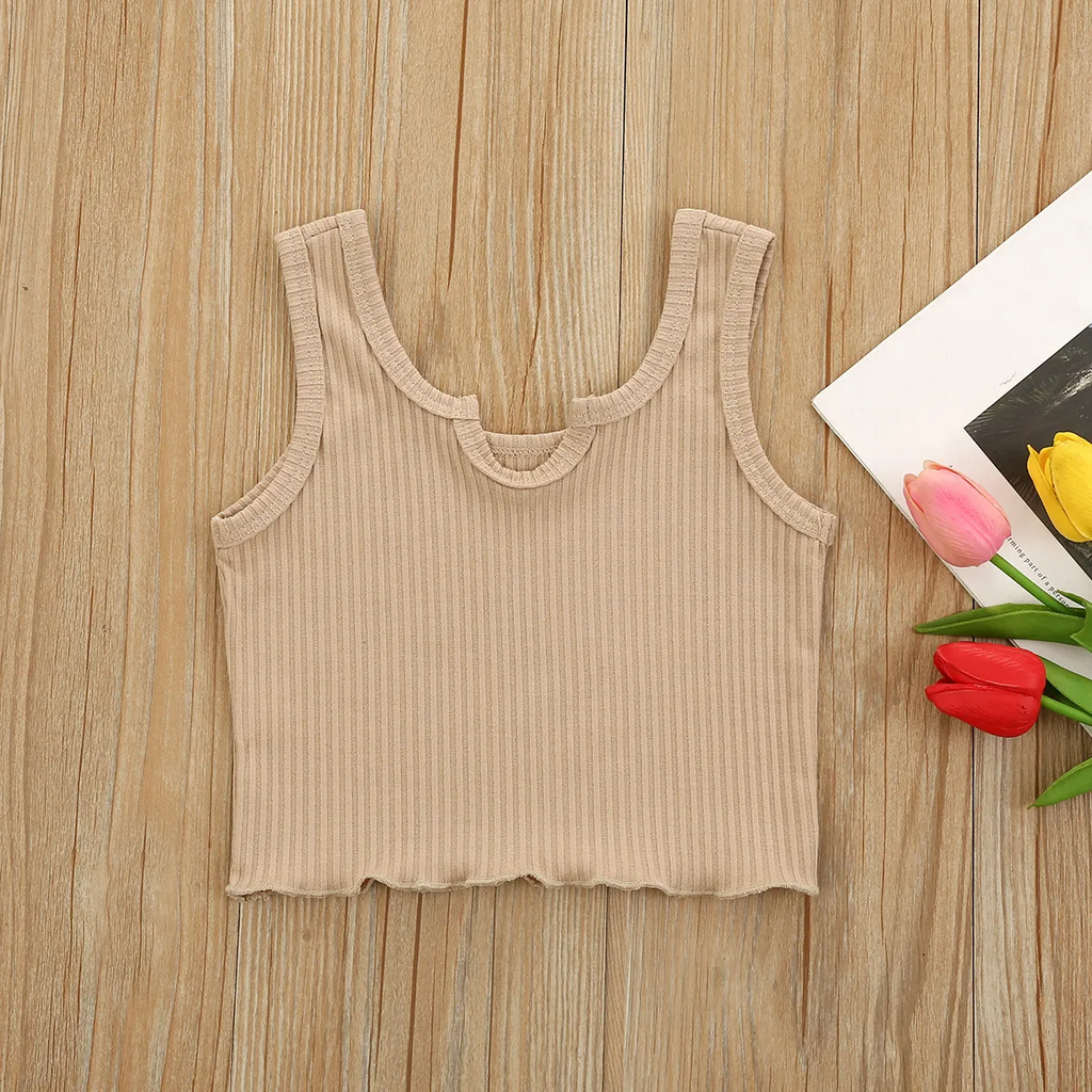 Children Kids Baby Fashion Girls Solid Color Sleeveless Vest