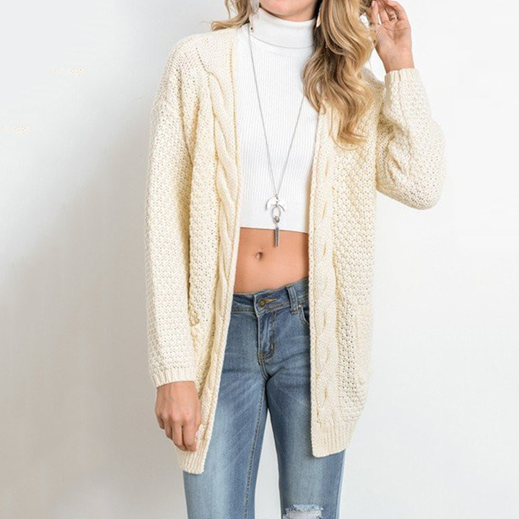 Women Winter Autumn Casual Solid Color Knitted Sweater Cardigan