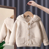 Kids Toddler Girls Autumn Winter Fashion Casual Solid Color Button Woollining Sweater Coat
