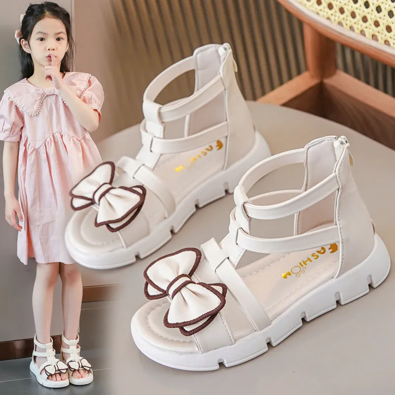 Children Kids Baby Fashion Girls Bowknot Princess Zipper Sandals Shoes