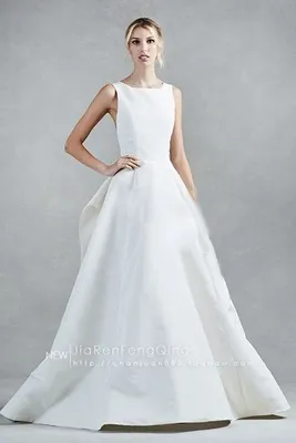 Women Elegant Solid Color Sleeveless Backless Satin Floor Length Wedding Evening Dress