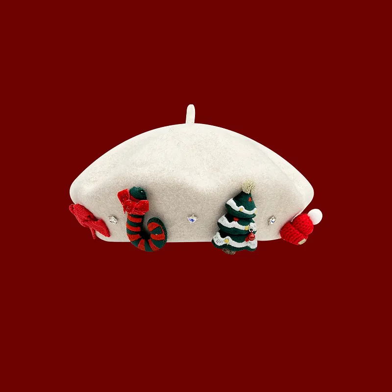 (Buy 1 Get 1) Women Cartoon Cute Three-Dimensional Christmas Tree Crutch Warm Beret