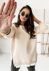 Autumn Winter Women Round Neck Side Zipper Solid Color Casual Sweatshirt