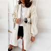 Women Fashion Winter Long Sleeve Side Slit Braid-Knitted Cardigan Winter Coat