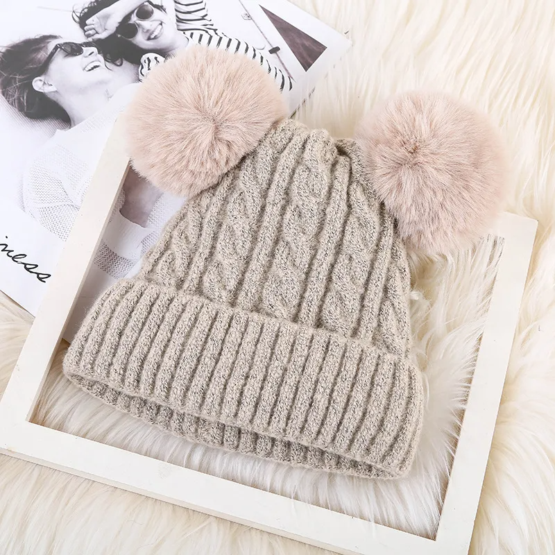 (Buy 1 Get 1) Women Plush Winter Knitted Fluffy Ball Warm Hats