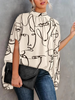 Women Elegant Office Work Casual Loose Fashion Batwing Sleeve Print Round Neck Summer Office Lady Blouse