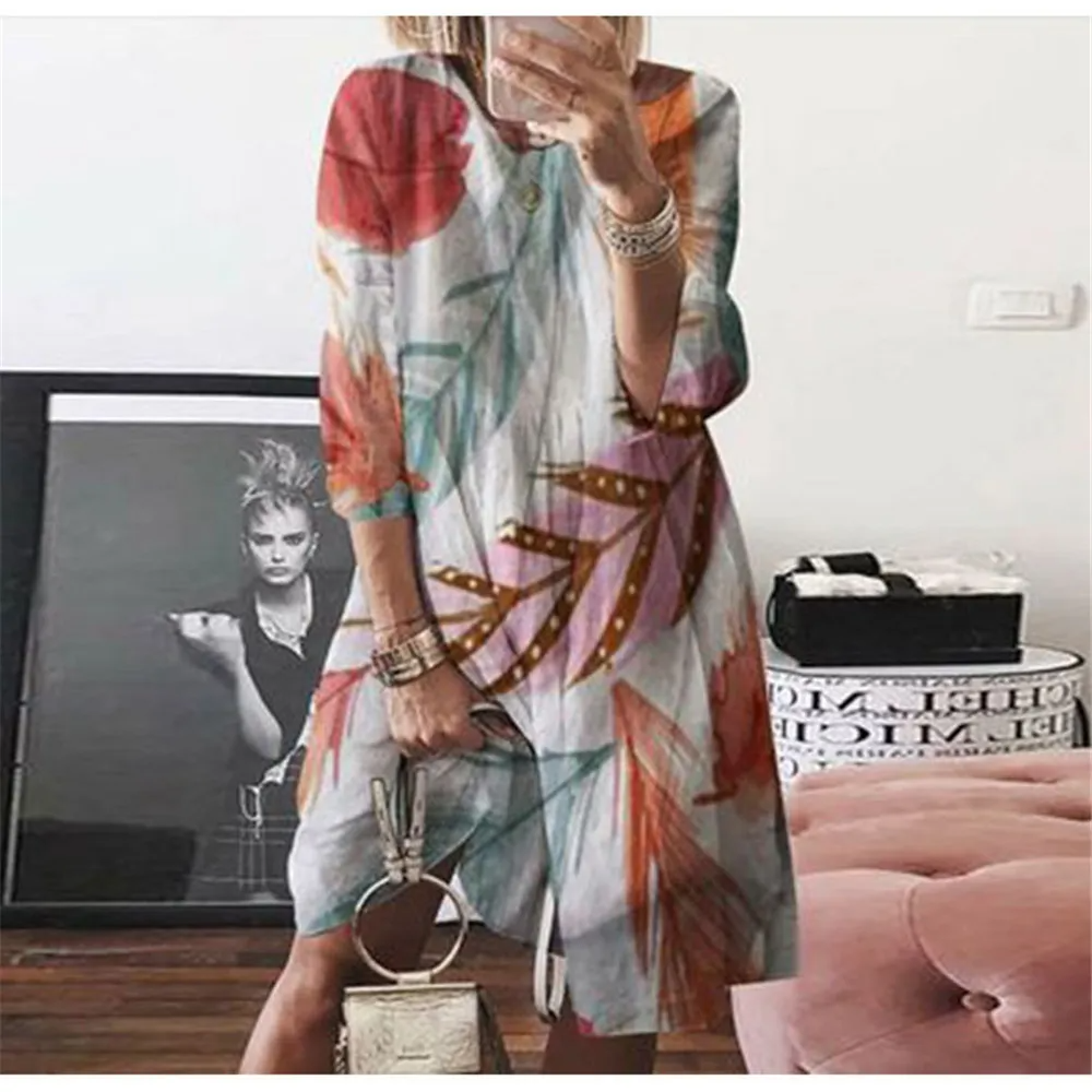 Women Fashion Casual Butterfly Printed Dress