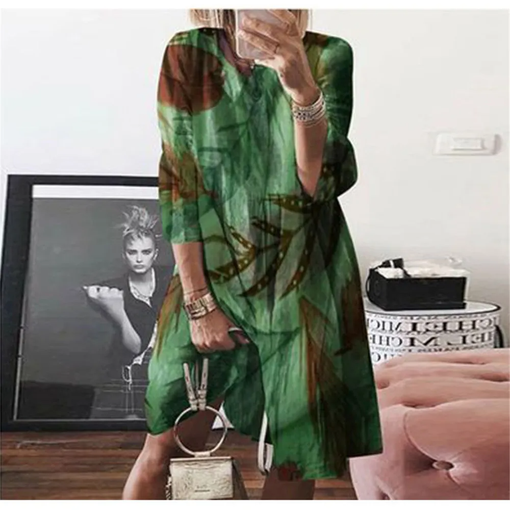 Women Fashion Casual Butterfly Printed Dress