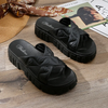 (2 pair) Women Fashion Simple Solid Color Cross Round Toe Thick-Soled Slippers