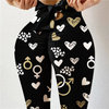 (Buy 1 Get 2) Women Fashion Casual Heart Printed Bow High Waist Hip Yoga Pants