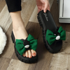 )2 pairs) Women Fashion Bow Thick-Soled Slippers