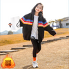 Kids Toddler Big Girls Autumn Winter Casual Cute Rainbow Color Lamb Zipper Stand Collar Long Sleeve Coat