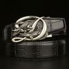 Men Fashion Casual Business Solid Color Leather Metal Buckle Crocodile Belt