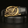 Men Fashion Casual Business Solid Color Leather Metal Buckle Crocodile Belt