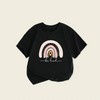 (Buy 1 Get 1) Kids Toddler Big Boys Girls Summer Casual Cute Versatile Rainbow Stripe Print Short Sleeve Round Neck T-Shirt