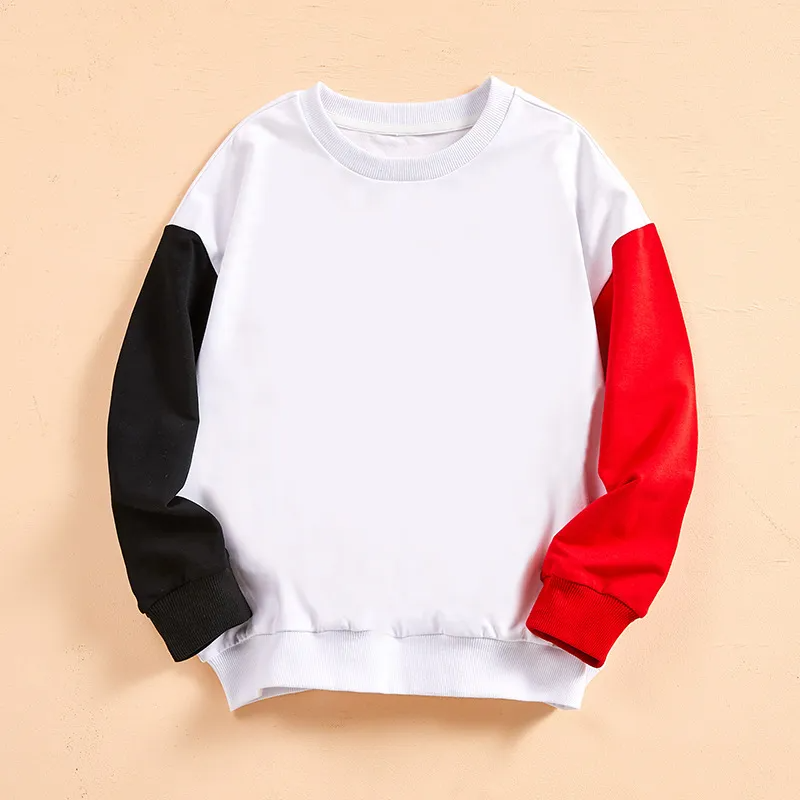 Children Kids Baby Fashion Girls Boys Casual Basic Long Sleeve Color Blocking Sweatshirt