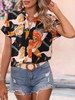 Women'S Fashion Graphic Printing V-Neck Short-Sleeved Women'S Crop Top