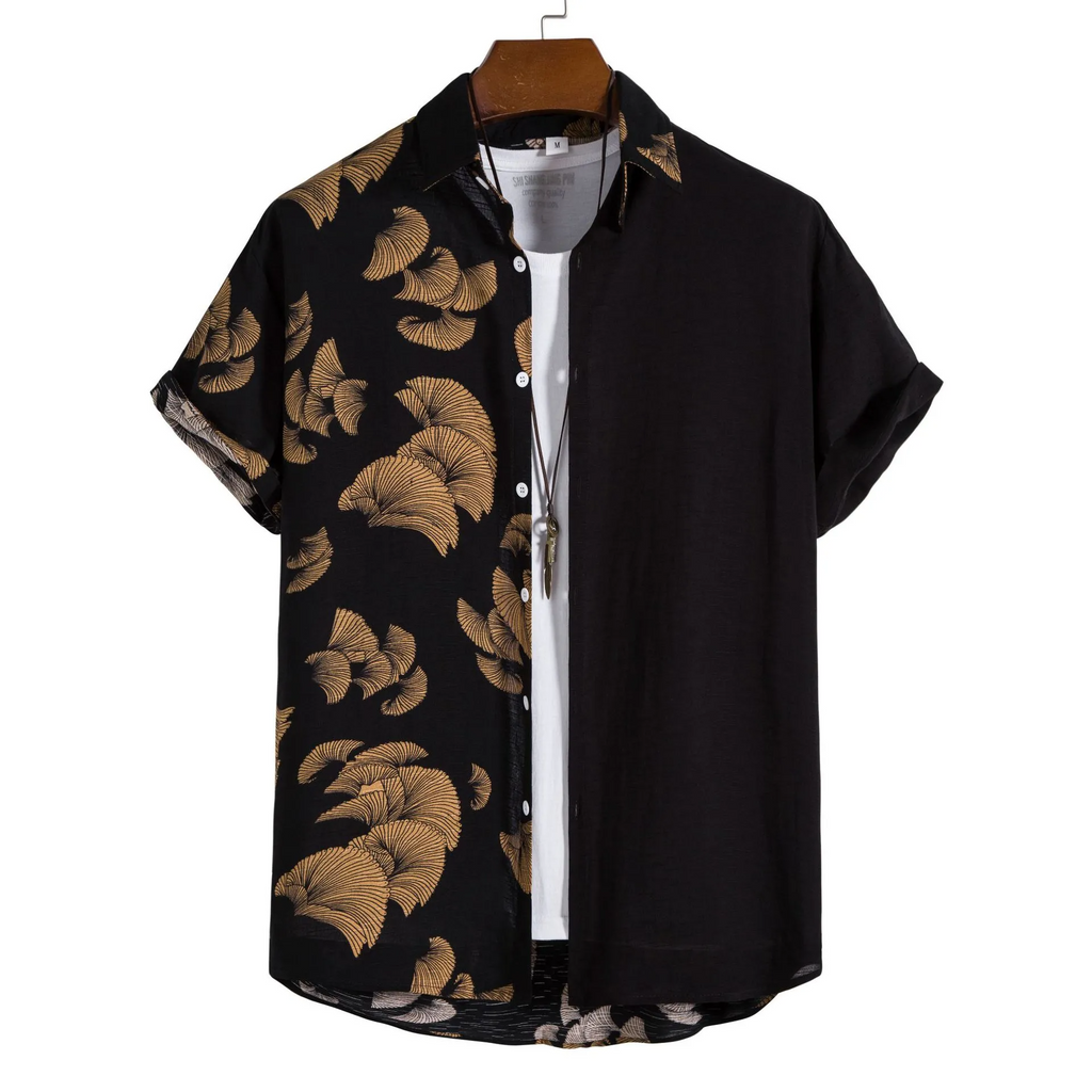 Men Fashion Loose Lapel Printed Shirt