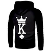 King Queen Crown Printing Pocket Casual Couple Hoodies