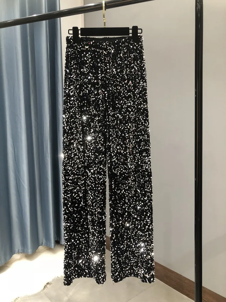 (Buy 1 Get 1) Women Fashion Winter Thickened Velvet Sequin Wide Leg Pants